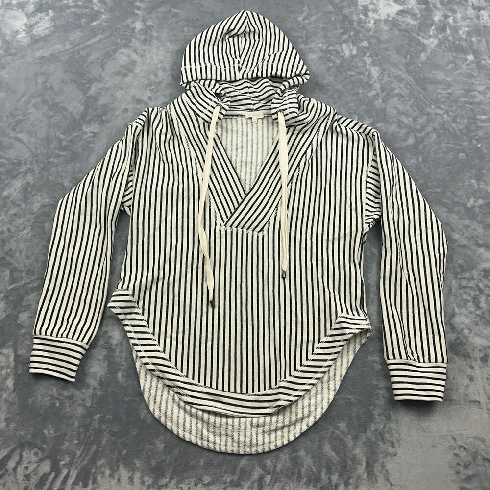 Anthropologie PILCRO Sweatshirt Womens Sz XS Wharfside Nautical Striped Hooded
